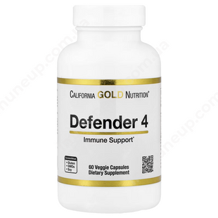 Комплекс для імунітету Defender 4: вітамін C, вітамін D, цинк і селен - California Gold Nutrition, 60 вегетаріанських капсул 1212 фото